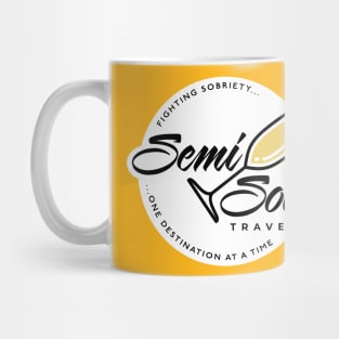 Original Semi-Sober Travelers Champagne design with solid background Mug